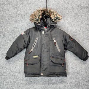 J. Whistler Base Camp Down Fill Faux Fur Trim Hood Zip Parka Jacket Black Boy 6